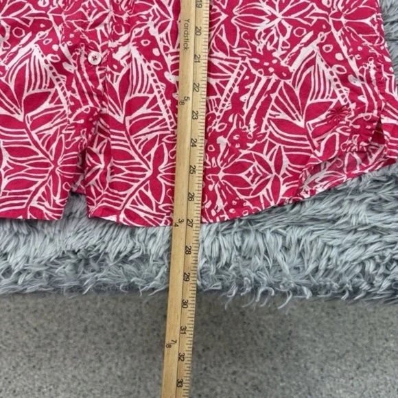 Lilly Pulitzer Top Women's M Pink/Coral Resort Roll Tab Beachy Coastal Button Up - Picture 5 of 13